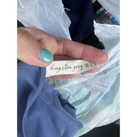 Kingston Grey Blue Peplum Sweetheart Top Medium - Picture 4 of 4